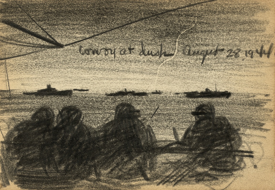 Convoy at dusk by Victor Alfred Lundy, 1944 — digital art print download