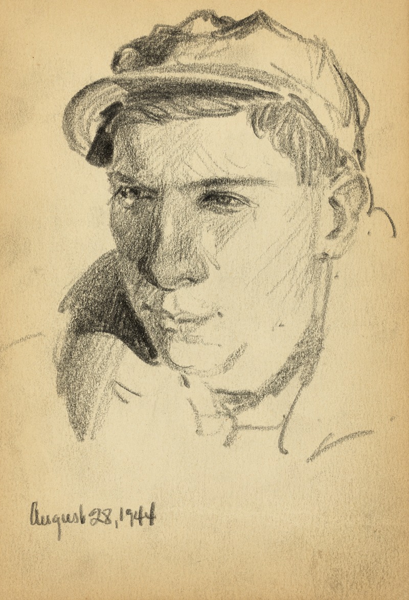 Soldier wearing cap by Виктор Альфред Ланди, 1944 — digital art print download