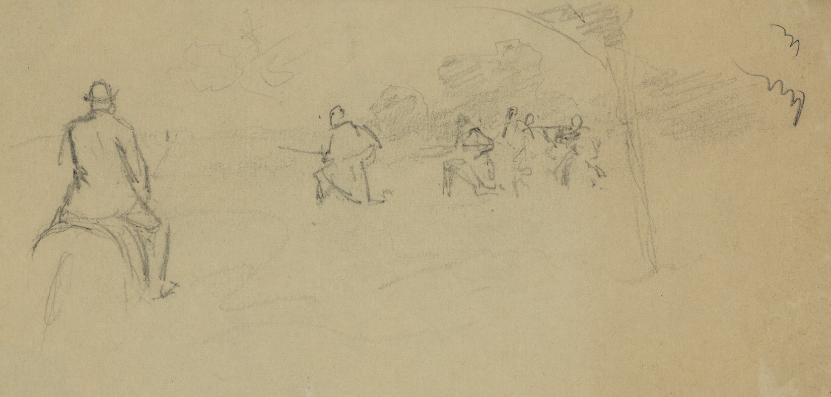 A horseman and four rifleman — Alfred Rudolph Waud