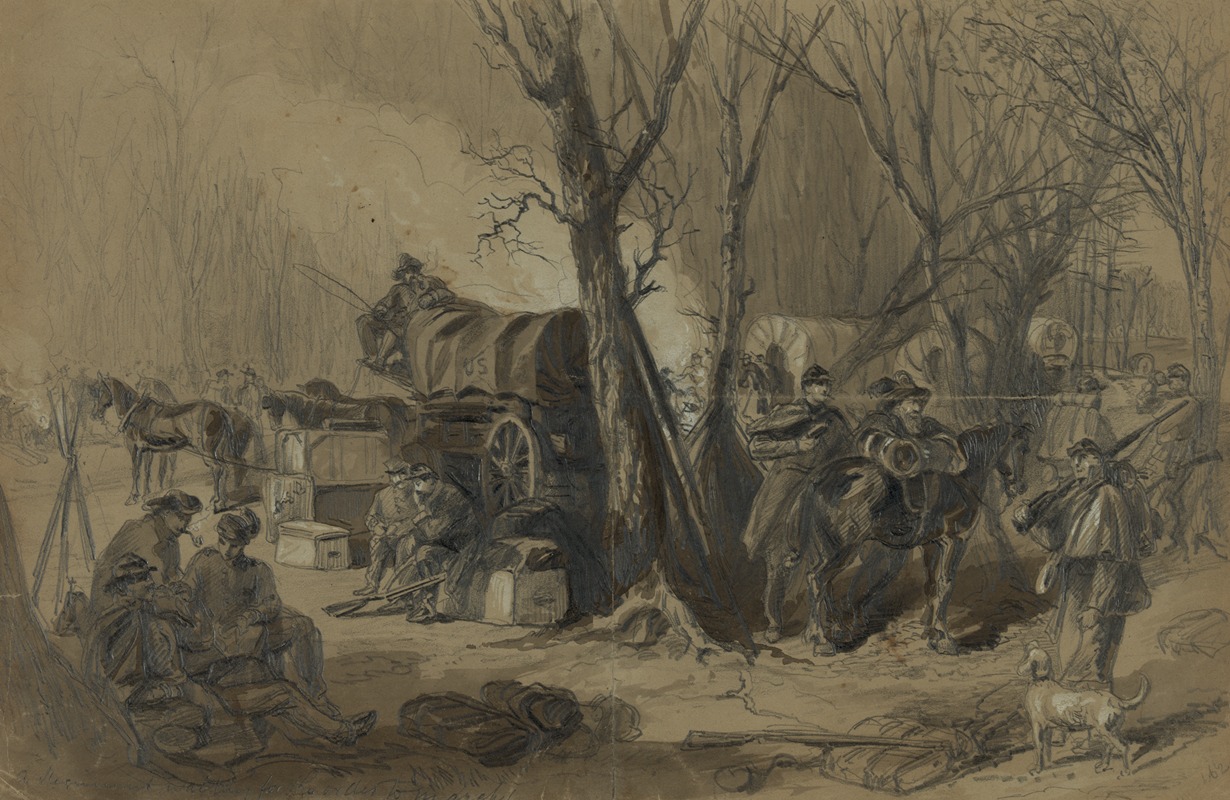 A regiment waiting for the order to march — Alfred Rudolph Waud