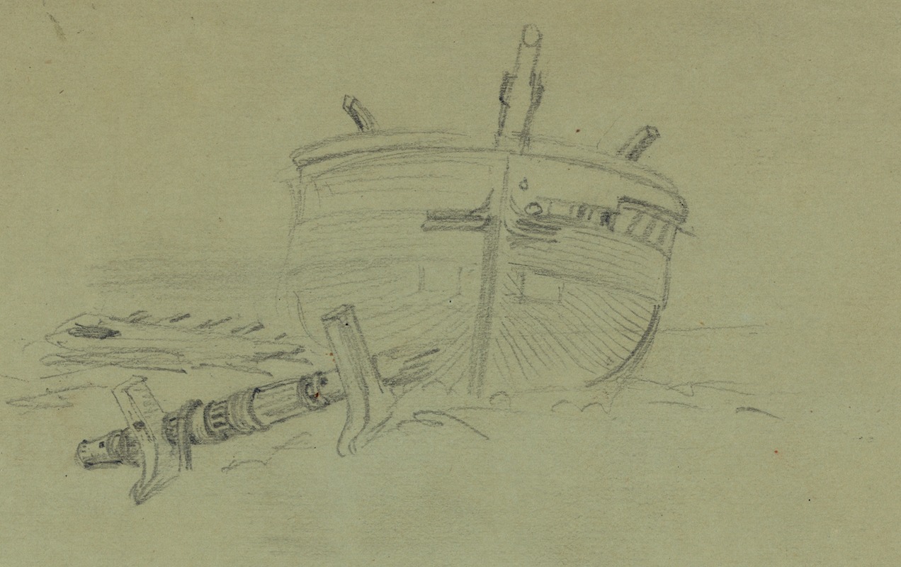A wrecked boat by Альфред Рудольф Уод, 1860-1865 — digital art print download