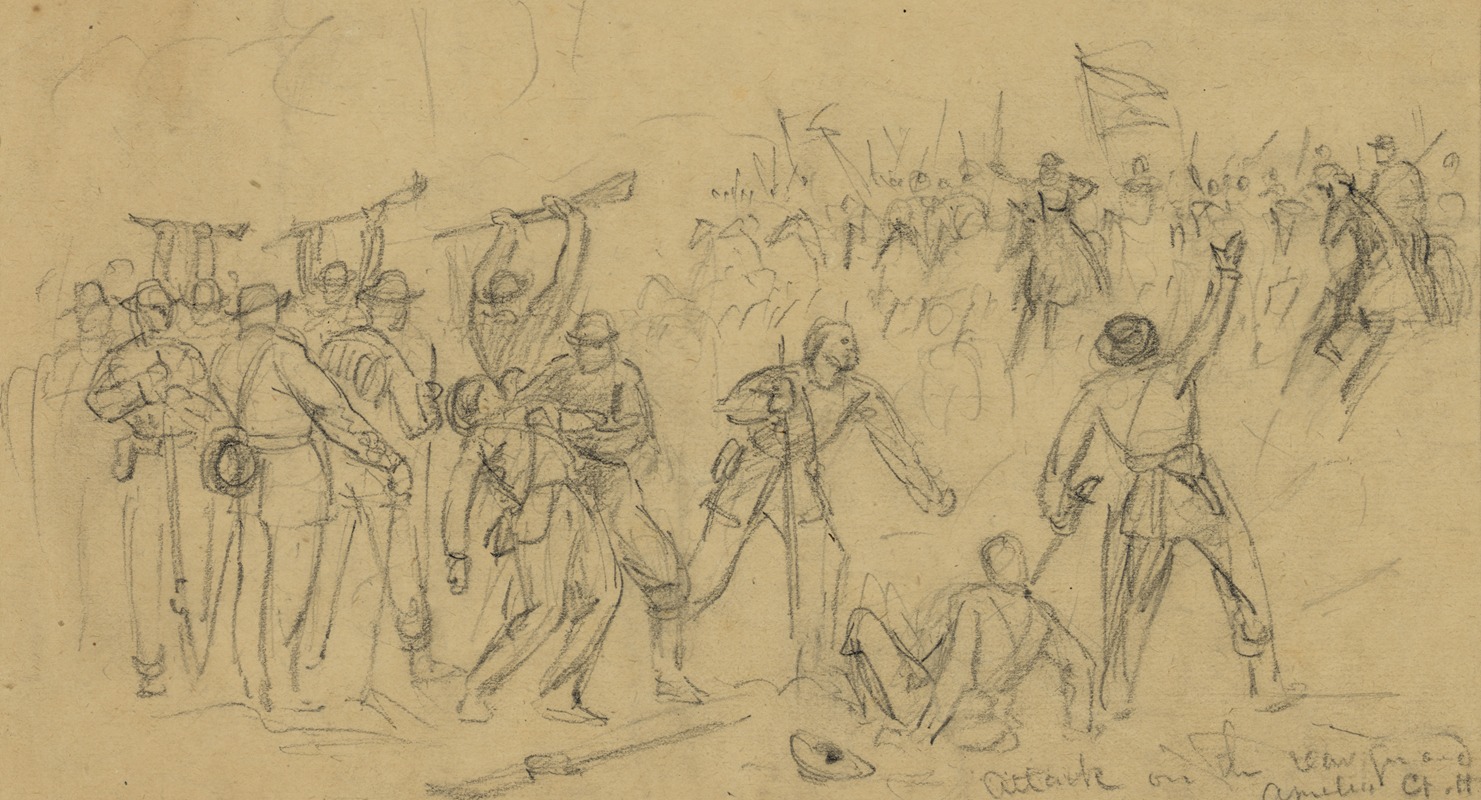 Attack on the rear guard. Amelia Ct. Ho. by Альфред Рудольф Уод, 1865 — digital art print download