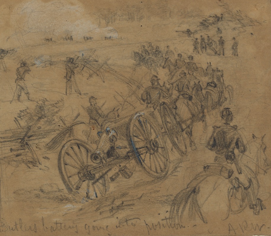 Butlers battery going into position by Альфред Рудольф Уод, 1863 — digital art print download