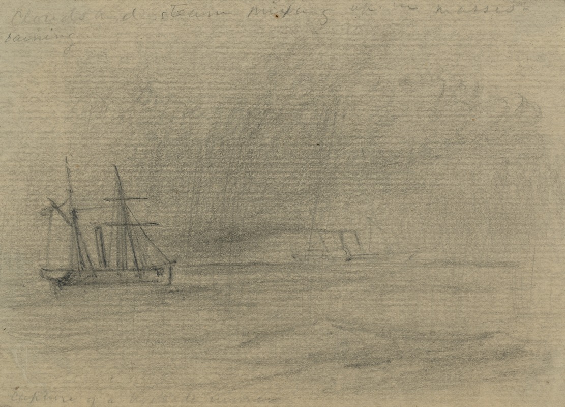 Capture of a blockade runner by Альфред Рудольф Уод, 1860-1865 — digital art print download