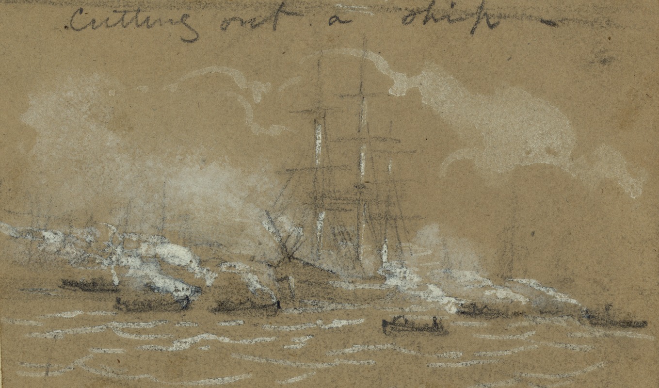 Cutting out a ship by Альфред Рудольф Уод, 1860-1865 — digital art print download