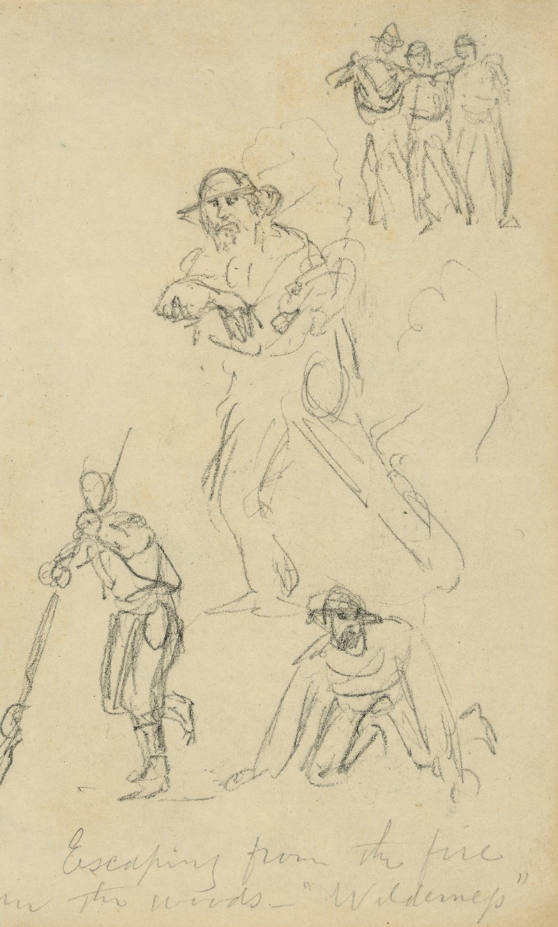 Escaping from the fire in the woods–'Wilderness' — Alfred Rudolph Waud