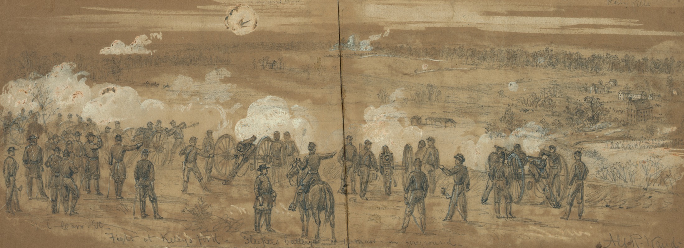 Fight at Kelly's Ford. Sleepers battery — Alfred Rudolph Waud