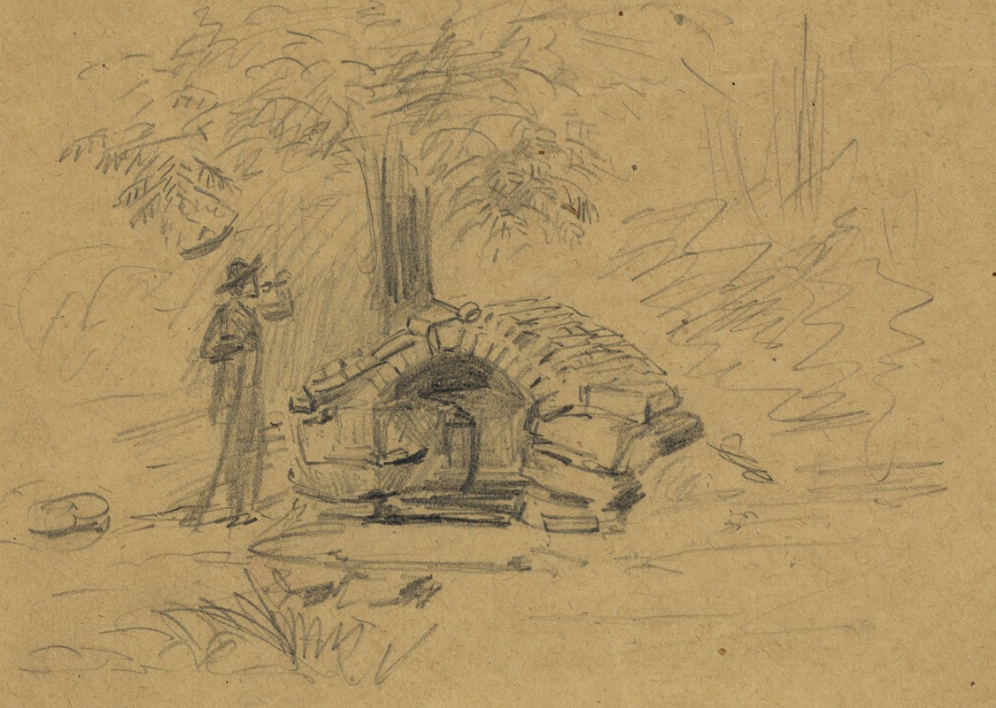 Figure in front of spring house — Альфред Рудольф Уод