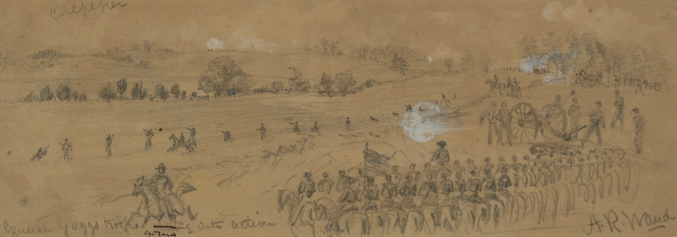 General Greggs troops getting into action by Альфред Рудольф Уод, 1863 — digital art print download