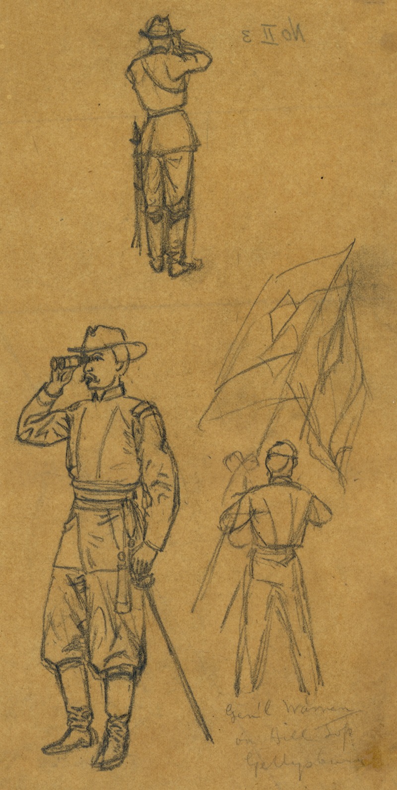 Gen'l Warren on Hill Top, Gettysburg — Alfred Rudolph Waud