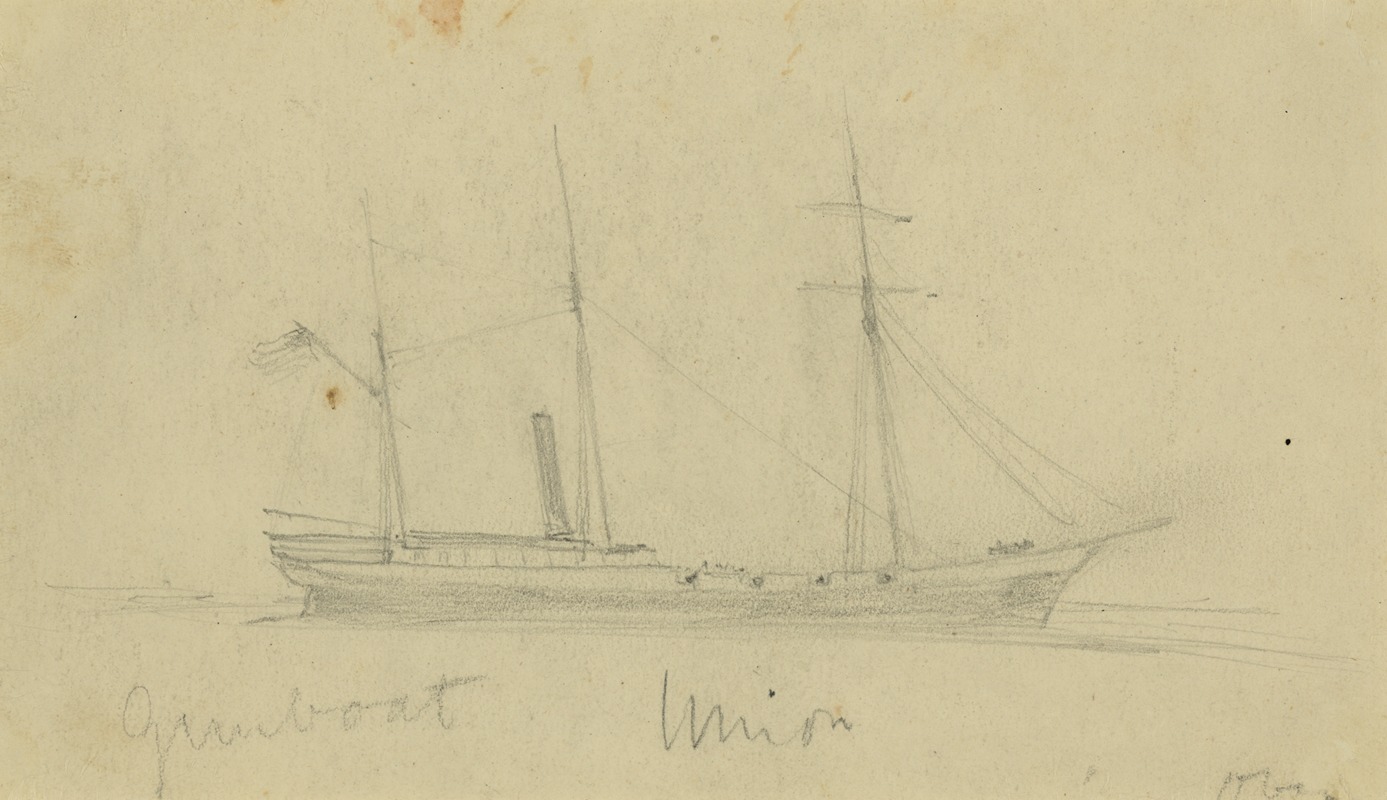 Gunboat Union by Альфред Рудольф Уод, 1860-1865 — digital art print download