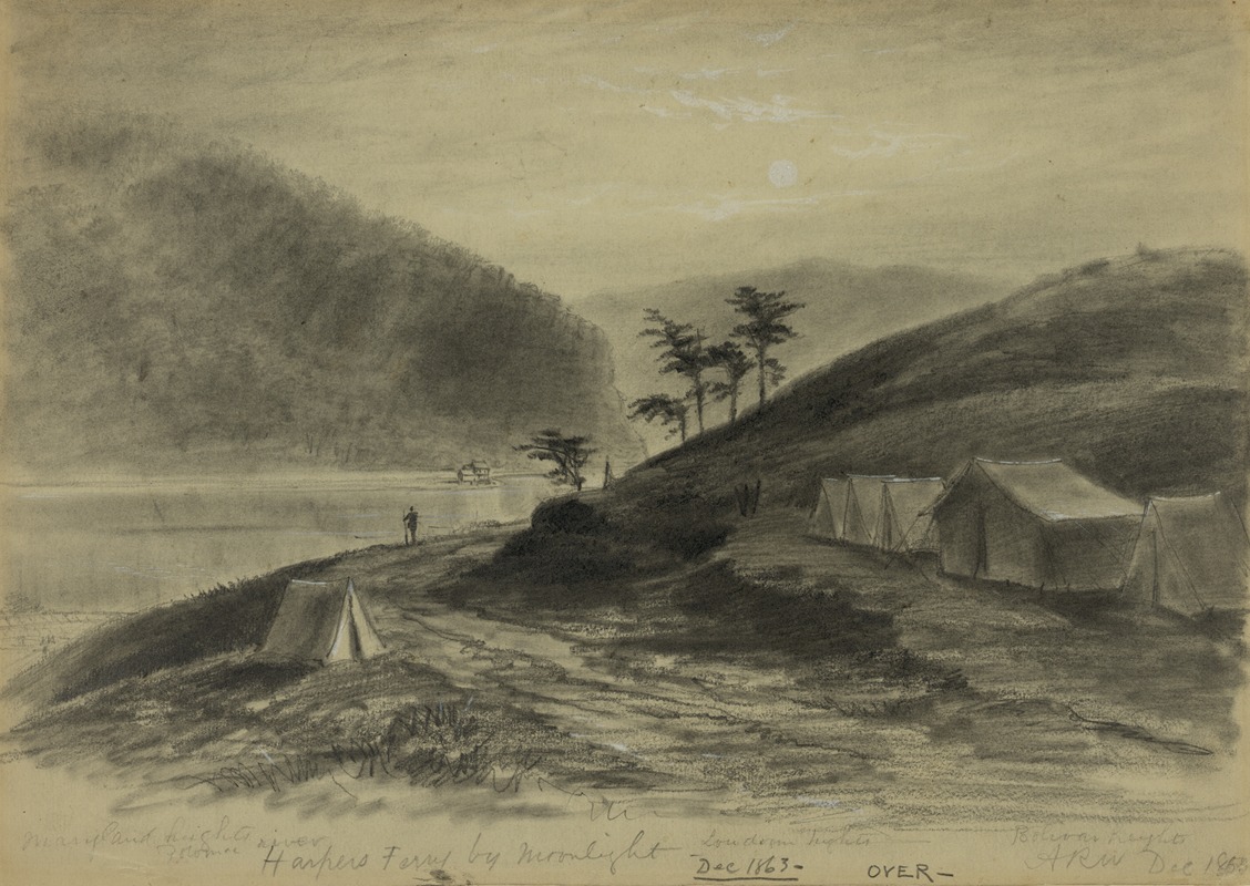 Harpers Ferry by moonlight by Альфред Рудольф Уод, 1863 — digital art print download