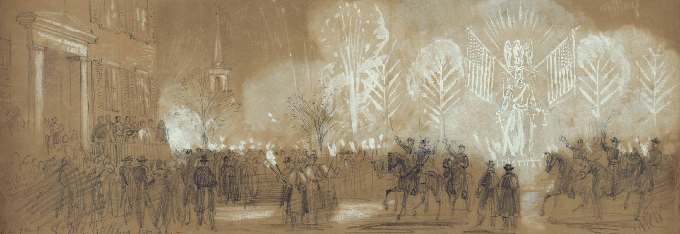 In front of McClellans house — Alfred Rudolph Waud