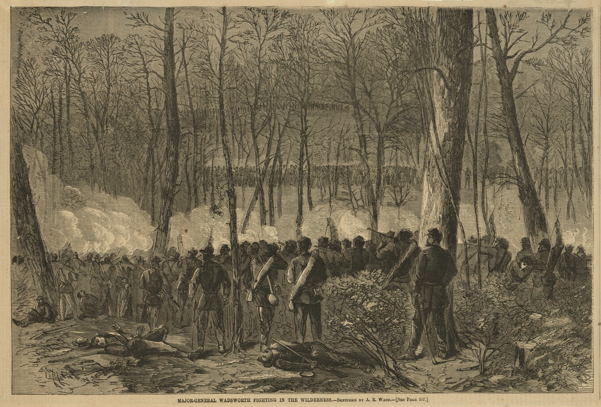 Major-General Wadsworth fighting in the Wilderness — Alfred Rudolph Waud