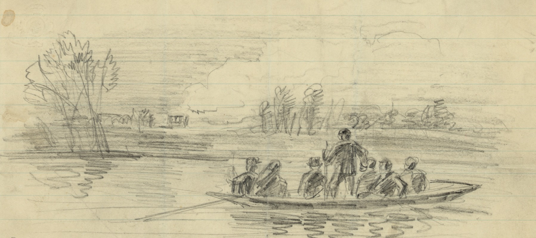 Men in boat by Альфред Рудольф Уод, 1860-1865 — digital art print download