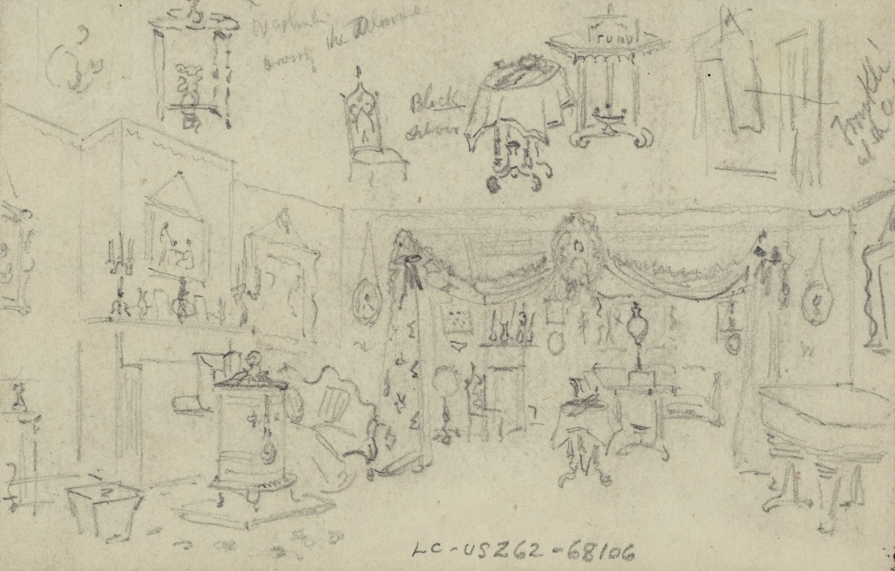 Parlor, Abraham Lincoln home, Springfield, Illinois — Alfred Rudolph Waud