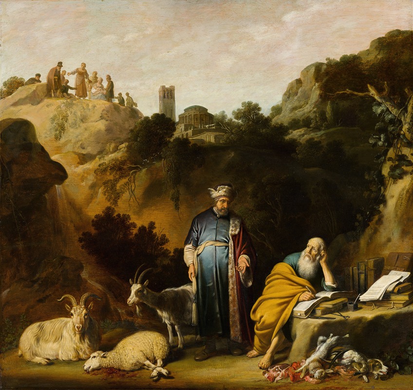 Hippocrates Visiting Democritus by Nicolaes Moeyaert, 1636 — digital art print download