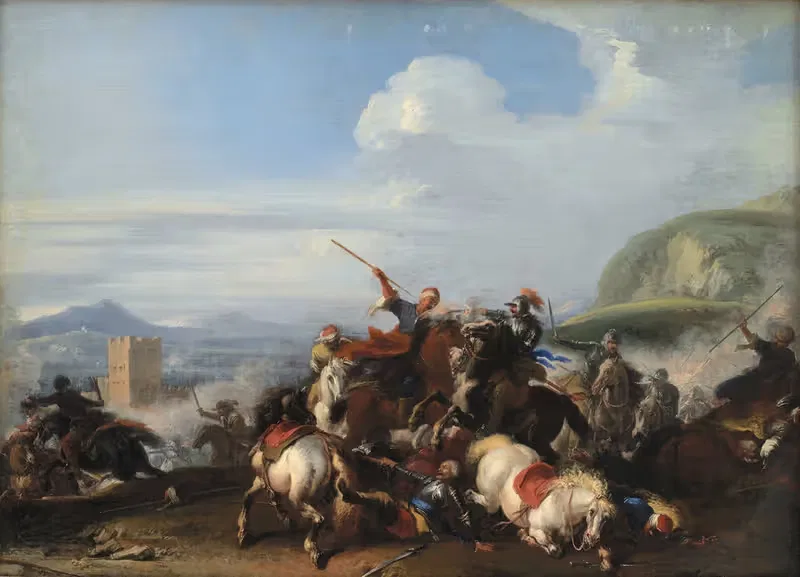 Боевая сцена с турецкой кавалерией by Жак Куртуа, 1636 – 1675 — digital art print download