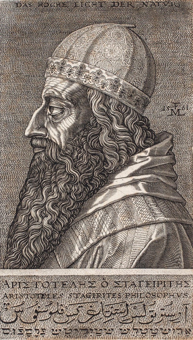 Aristotle, Half Lenght Portrait, Profile Toward The Left — Melchior Lorck