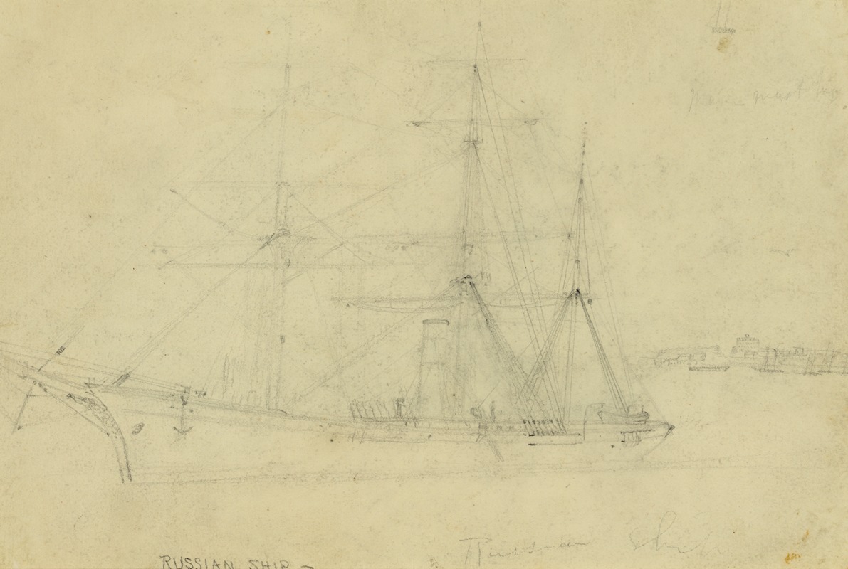 Russian ship by Альфред Рудольф Уод, 1860-1865 — digital art print download