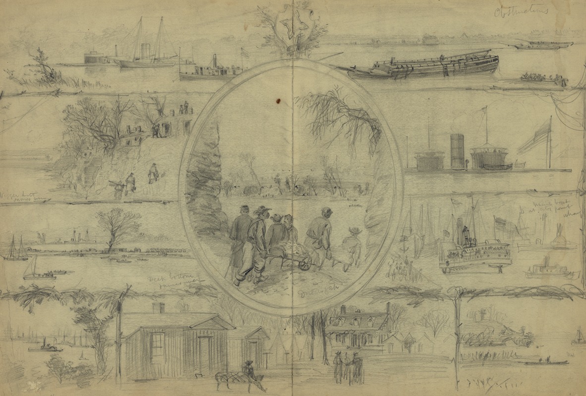 Scenes associated with Dutch Gap Canal by Альфред Рудольф Уод, 1864 — digital art print download