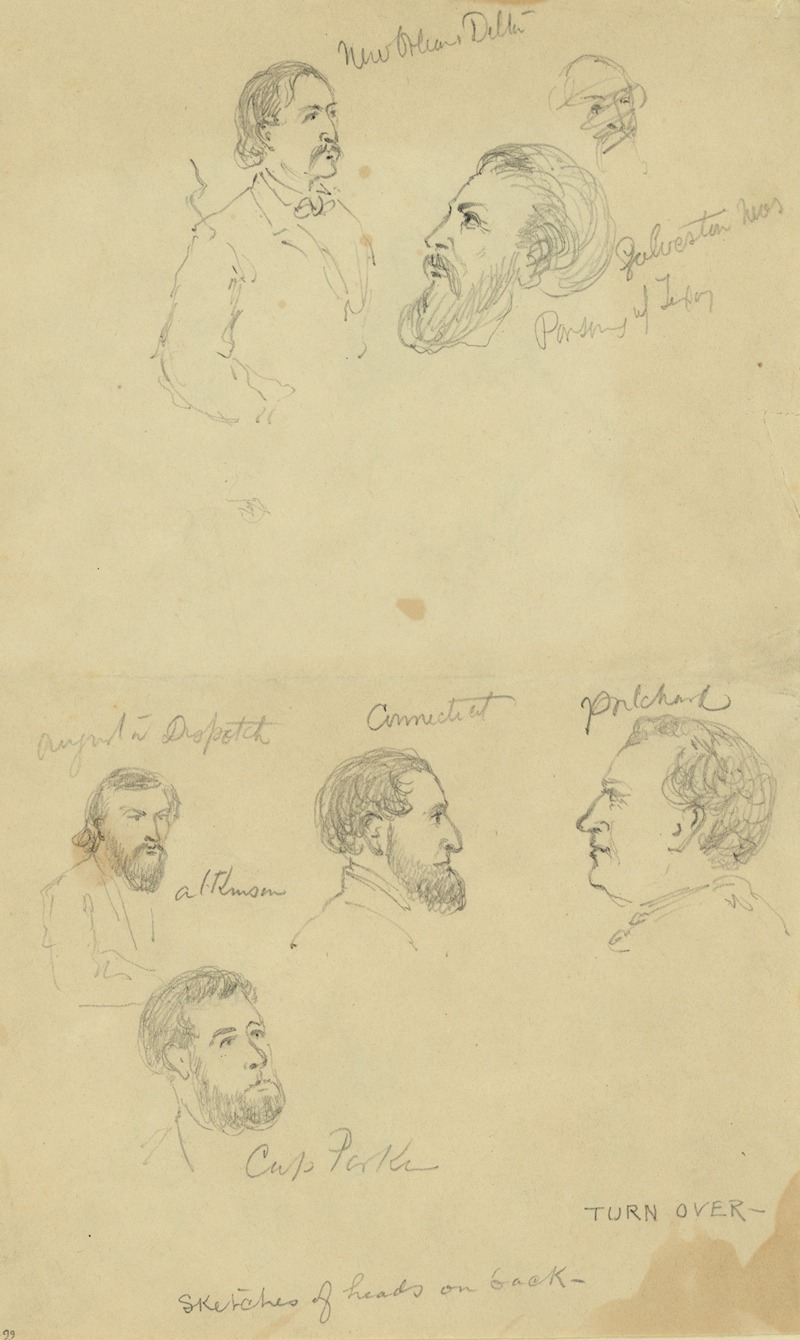 Seven bust portraits by Альфред Рудольф Уод, 1860-1865 — digital art print download