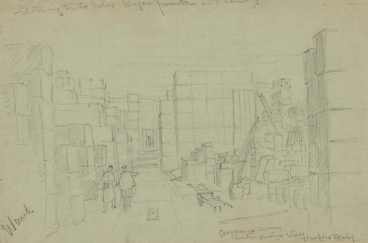 Sheridans Army. Quarter Master Stores. Harpers Ferry — Alfred Rudolph Waud