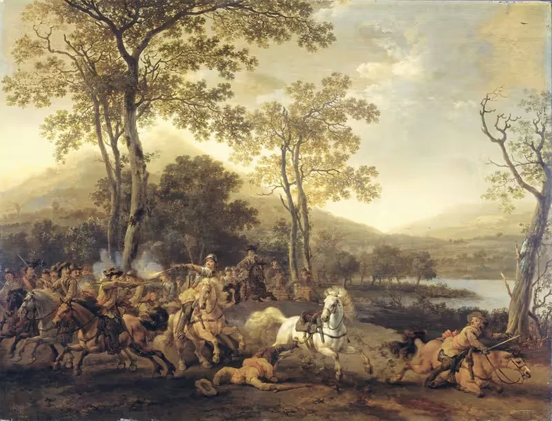Конная стычка by Абрахам Ван Кальрает, 1660 - 1722 — digital art print download