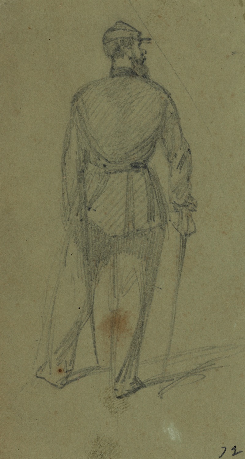 Single figure in uniform, seen from the rear — Alfred Rudolph Waud