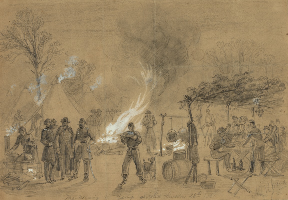 Thanksgiving in camp by Альфред Рудольф Уод, 1861 — digital art print download