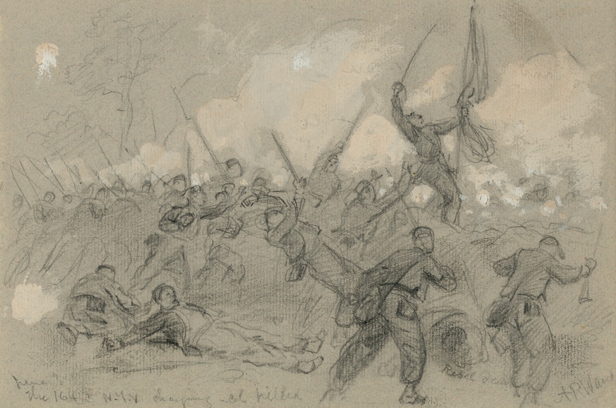 The 164th N.Y.V charging Col. killed — Alfred Rudolph Waud