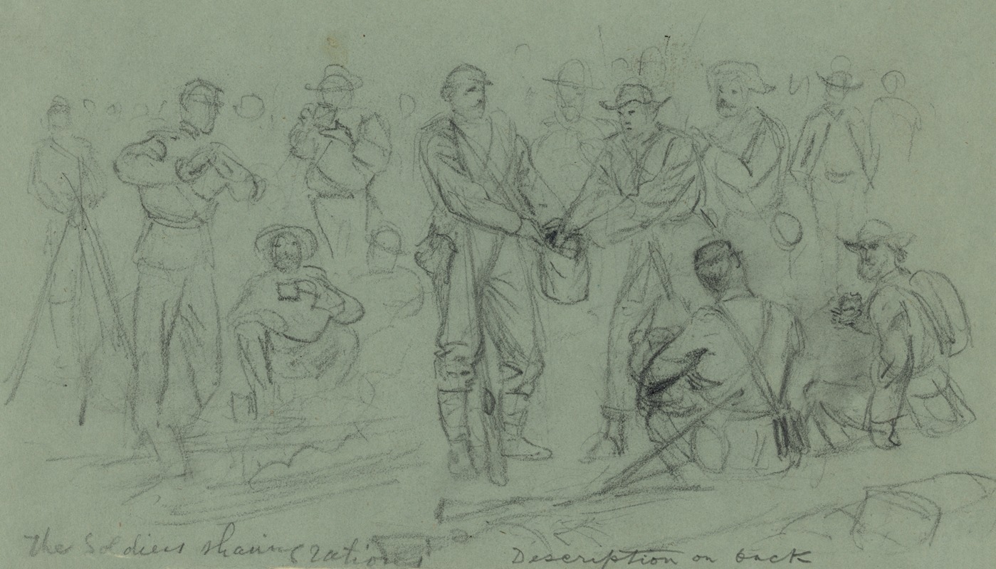 The soldiers sharing rations by Alfred Rudolph Waud, 1865 — digital art print download