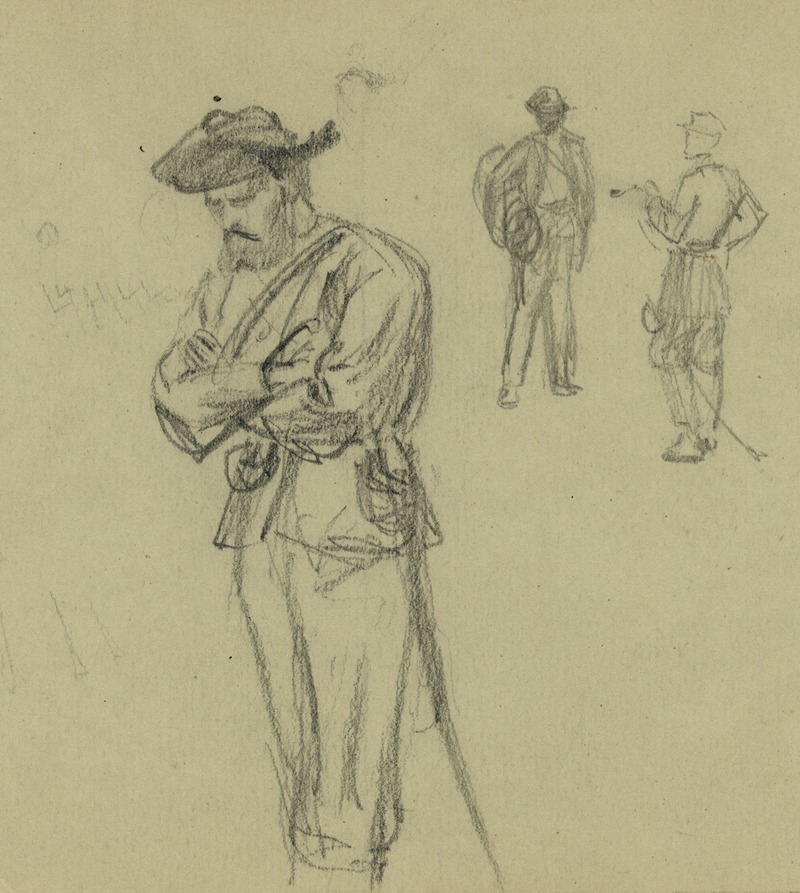Three figure studies of soldiers — Alfred Rudolph Waud