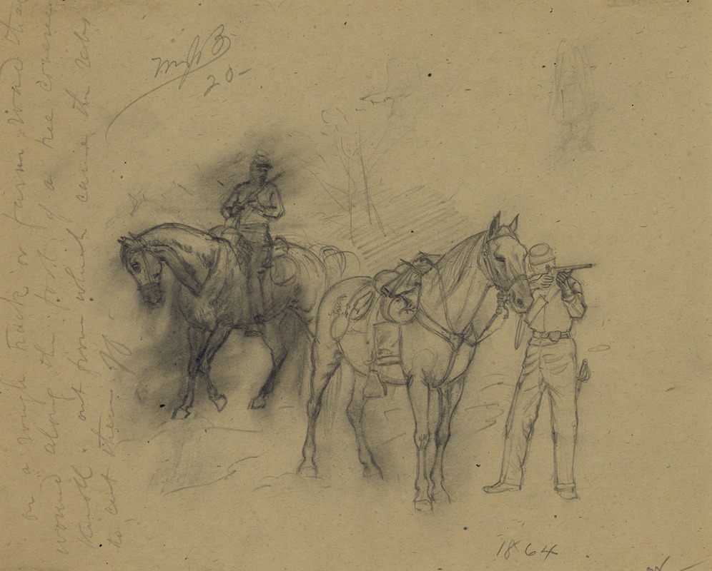 Two cavalrymen by Alfred Rudolph Waud, 1864 — digital art print download