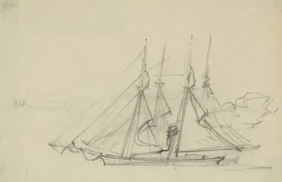 Two sailing ships by Альфред Рудольф Уод, 1860-1865 — digital art print download
