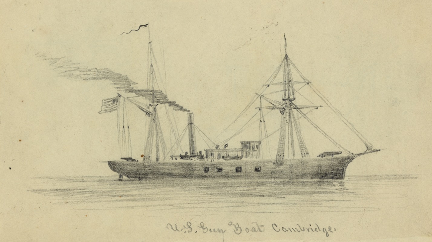 U.S. Gun Boat Cambridge by Альфред Рудольф Уод, 1860-1865 — digital art print download
