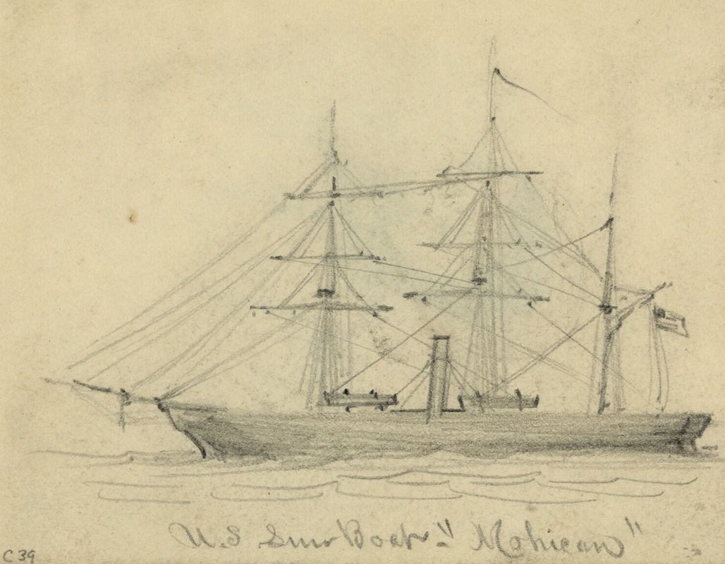 U.S. Gun Boat Mohican by Альфред Рудольф Уод, 1860-1865 — digital art print download