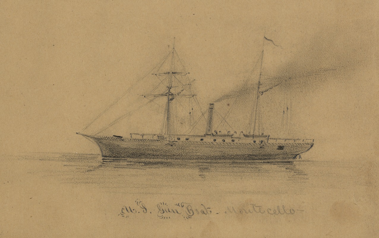 U.S. Gun Boat Montecello by Альфред Рудольф Уод, 1860-1865 — digital art print download