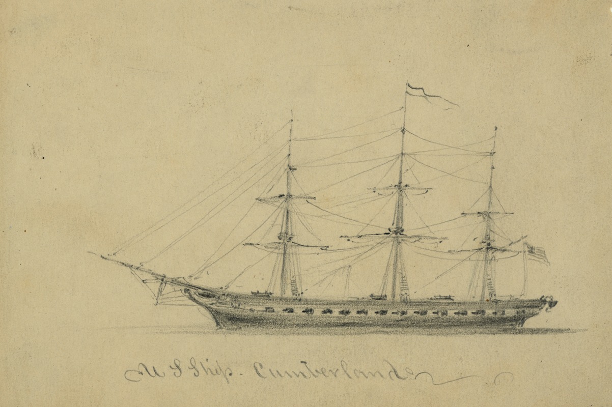 U.S. Ship Cumberland by Альфред Рудольф Уод, 1860-1865 — digital art print download