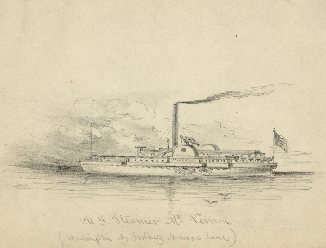 U.S. Steamer Mt. Vernon by Alfred Rudolph Waud, 1860-1865 — digital art print download