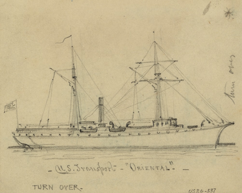 U.S. Transport 'Oriental' by Альфред Рудольф Уод, 1860-1865 — digital art print download