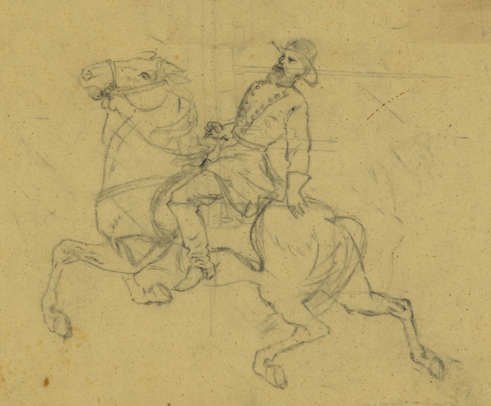 Unidentified officer on horseback by Альфред Рудольф Уод, 1860-1865 — digital art print download