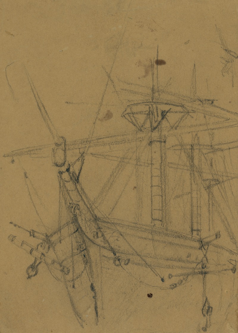 View of ships bow and rigging by Альфред Рудольф Уод, 1860-1865 — digital art print download