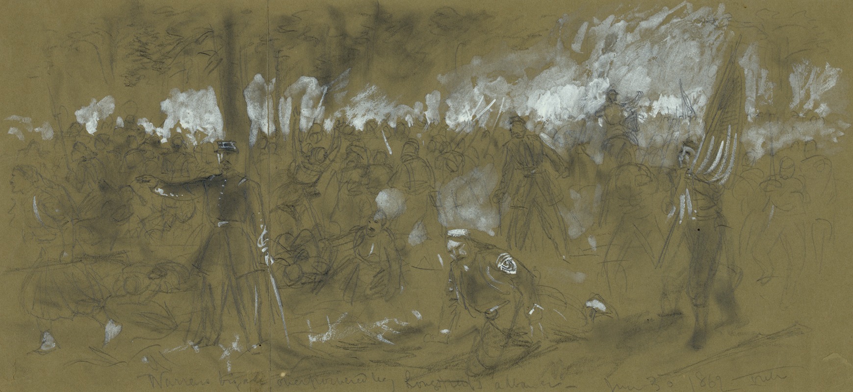 Warrens Brigade overpowered by Longstreets advance by Альфред Рудольф Уод, 1862 — digital art print download