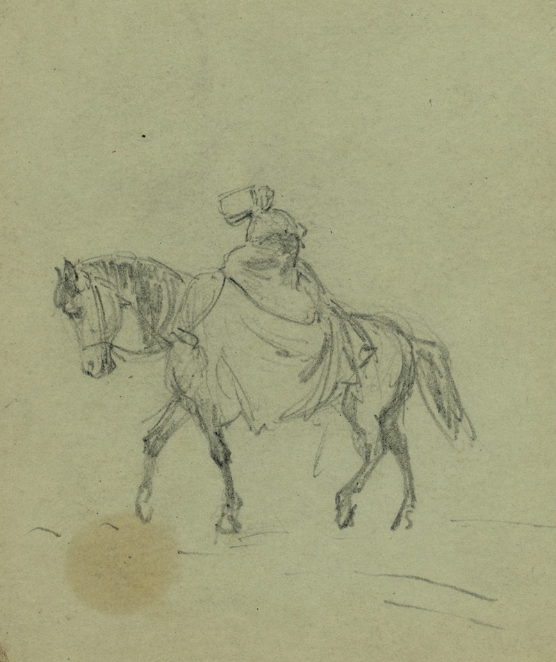 Woman on horseback by Альфред Рудольф Уод, 1860-1865 — digital art print download