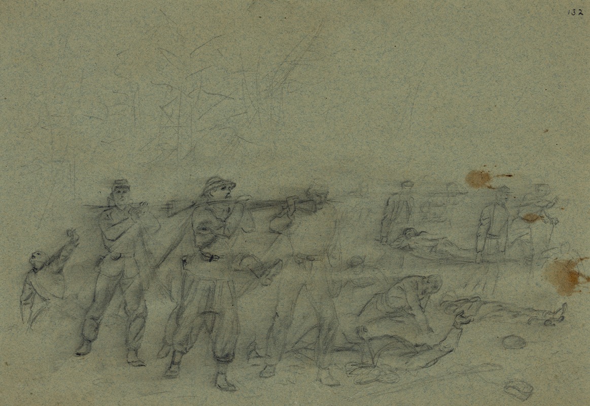 Wounded being carried away by Альфред Рудольф Уод, 1864 — digital art print download