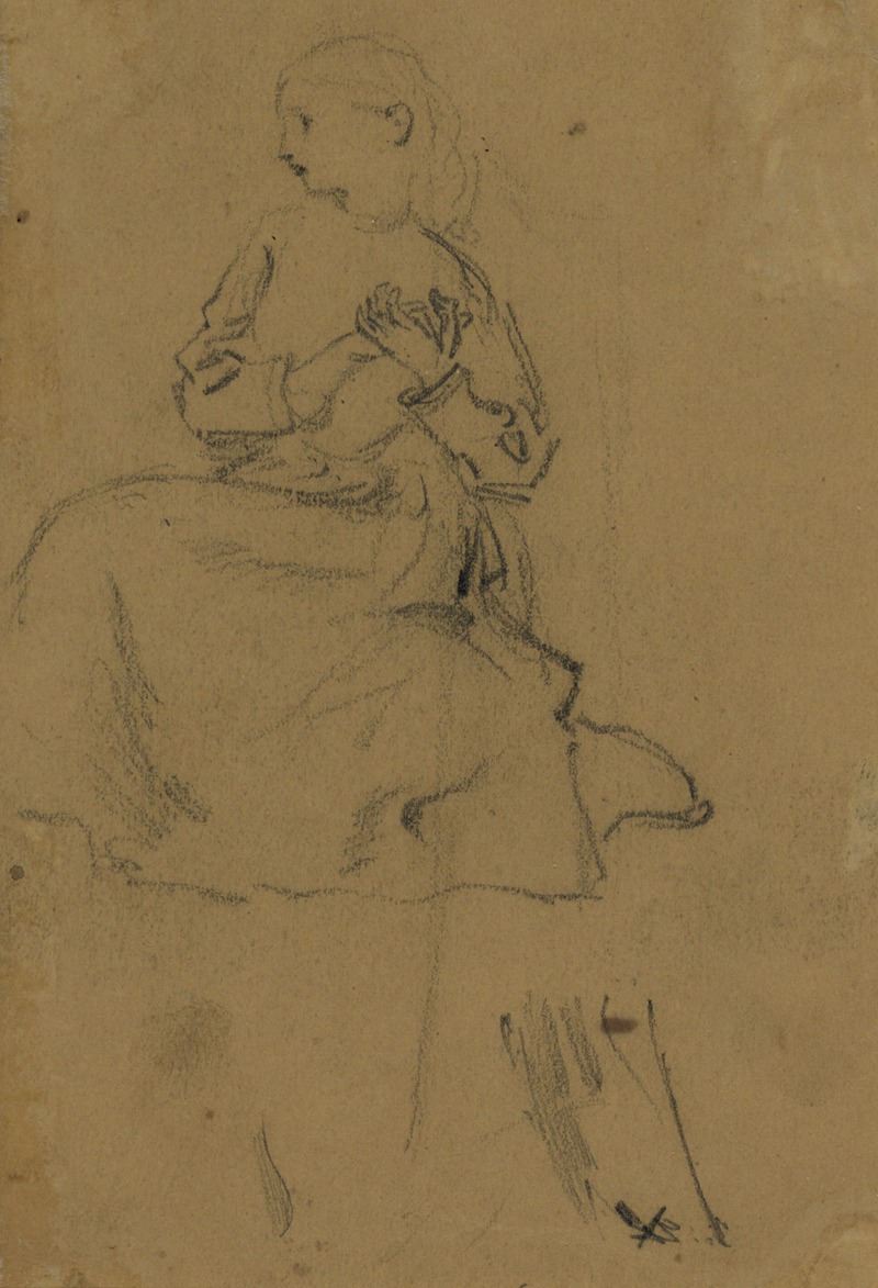 Young girl with clasped hands by Альфред Рудольф Уод, 1860-1865 — digital art print download