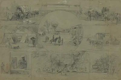 Nine camp scenes by Arthur Lumley, 1862 — digital art print download