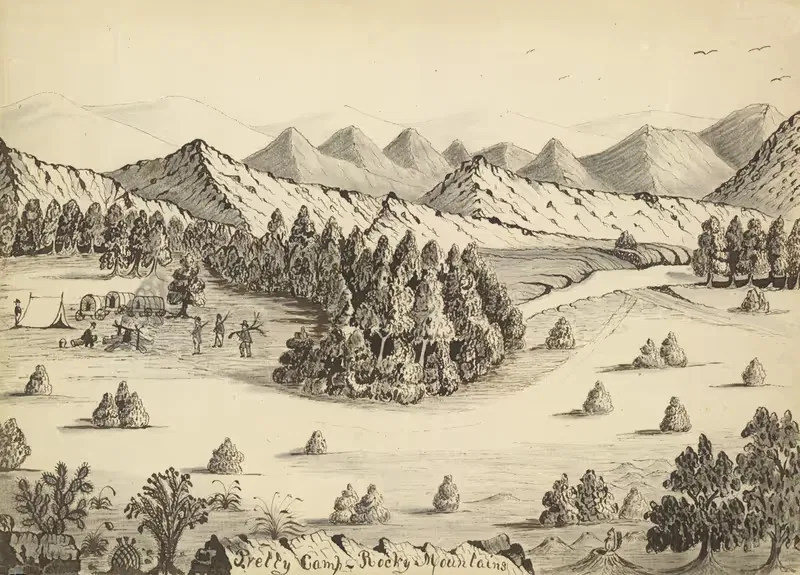 Приятный лагерь – Скалистые горы by Даниэль А. Дженкс, 1859 — digital art print download