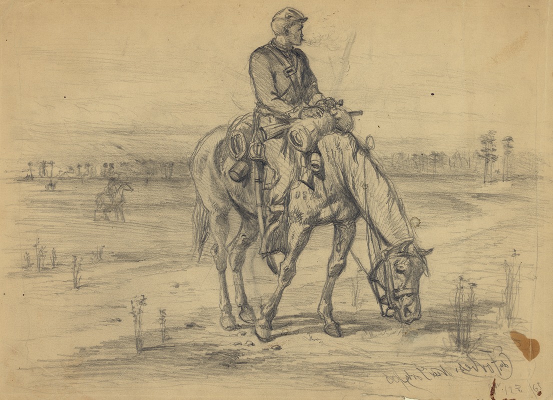 A cavalry vidette. Taking it easy by Эдвин Форбс, 1863 — digital art print download